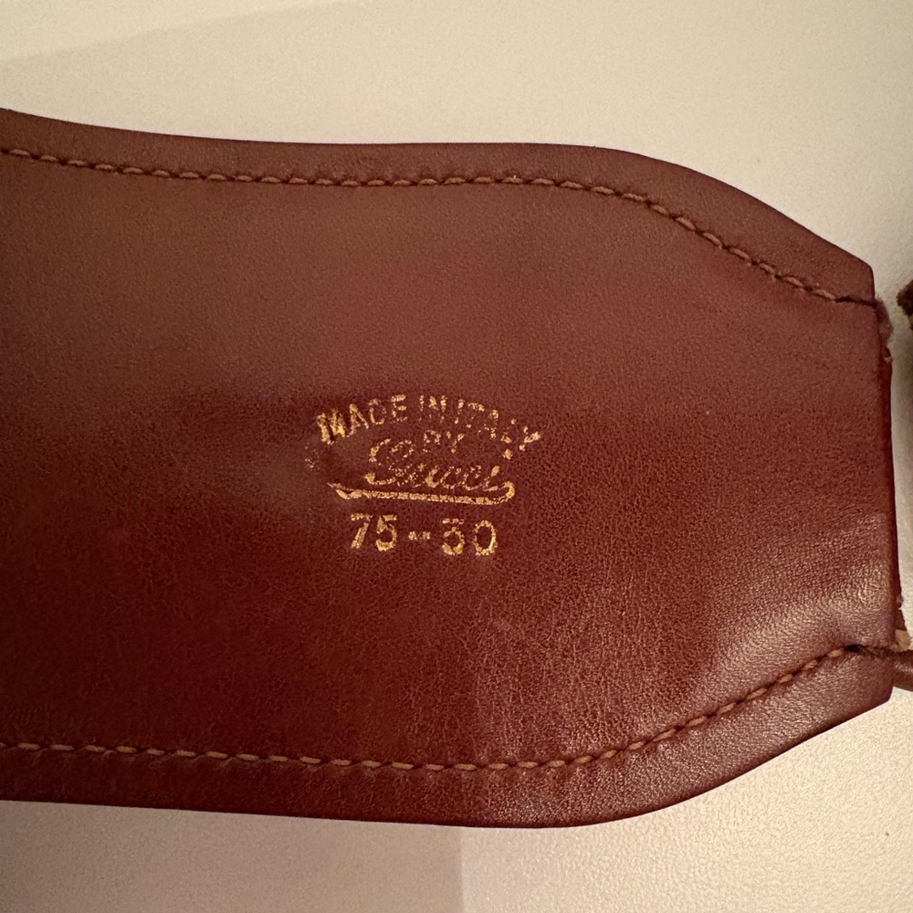 Gucci vintage suede Belt with Gold GG logo - Picture 2 of 3